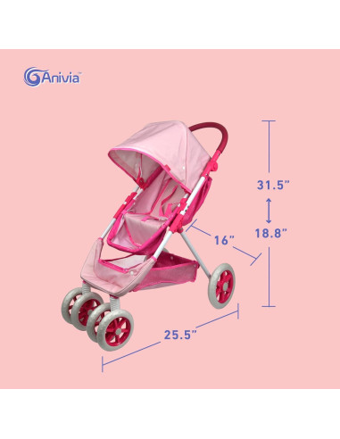 Cochecito de Muñecas ANIVIA 2 en 1 Rosa para Niños