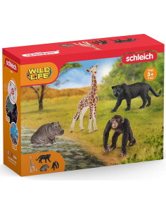 Set de 4 Figuras de Animales de Safari Schleich - León, Cebra, Mono y Elefante - Juguetes Educativos para Niños de 3 a 8 Años 2