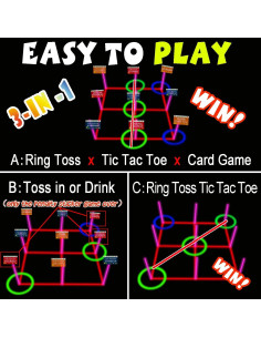 Juego de lanzamiento de anillos luminoso LLKMDSS 3 en 1 46 cm 2