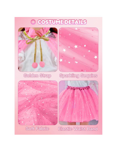 Disfraz de Princesa Iluminado para Niñas 3-6 Años Rosa