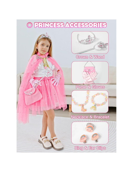 Disfraz de Princesa Iluminado para Niñas 3-6 Años Rosa