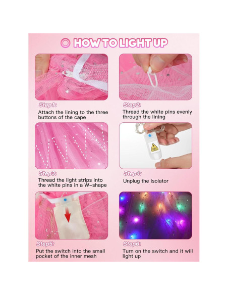 Disfraz de Princesa Iluminado para Niñas 3-6 Años Rosa