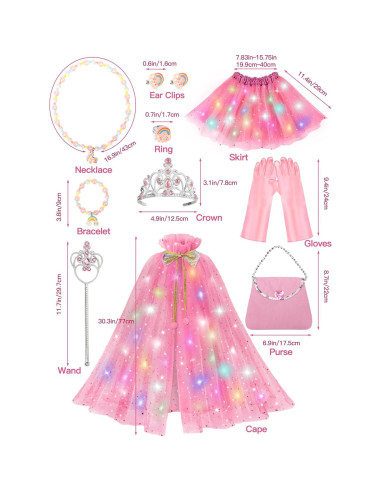 Disfraz de Princesa Iluminado para Niñas 3-6 Años Rosa