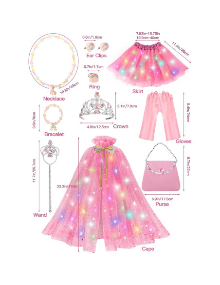 Disfraz de Princesa Iluminado para Niñas 3-6 Años Rosa