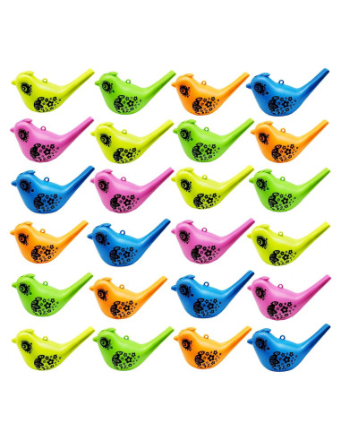 24 Silbatos de Agua en Forma de Ave para Niños - Juguete Musical