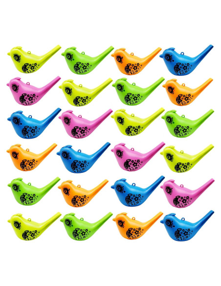 24 Silbatos de Agua en Forma de Ave para Niños - Juguete Musical