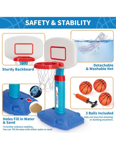 Aro de Baloncesto Ajustable GMAOPHY para Niños 1-6 Años