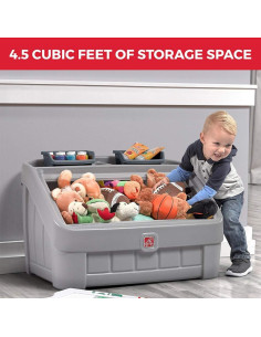 Step2 Caja de Juguetes 2 en 1 con Tapa de Arte, Gris 2