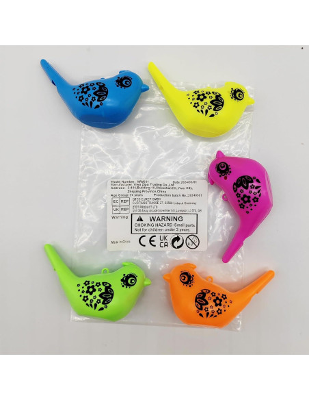 24 Silbatos de Agua en Forma de Ave para Niños - Juguete Musical