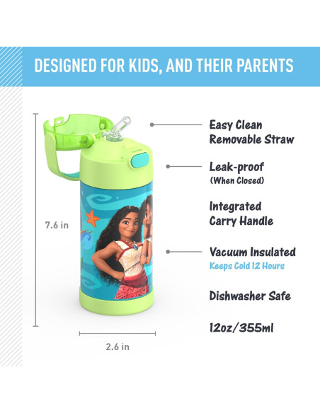 Botella de Agua THERMOS FUNtainer 354 ml Moana 2 con Pajilla
