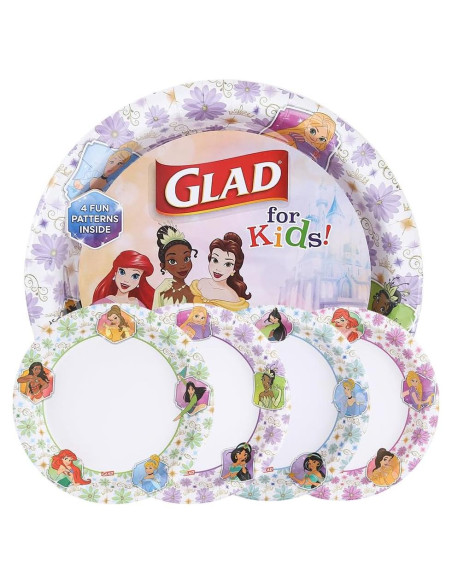 Platos de Papel Disney Princesas Glad 21.6 cm - 40 Unidades