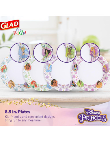Platos de Papel Disney Princesas Glad 21.6 cm - 40 Unidades