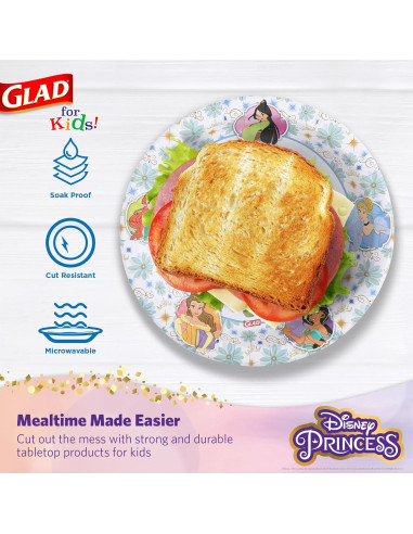 Platos de Papel Disney Princesas Glad 21.6 cm - 40 Unidades