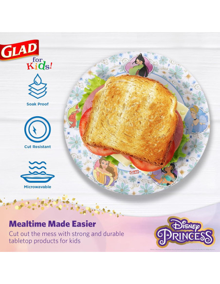 Platos de Papel Disney Princesas Glad 21.6 cm - 40 Unidades