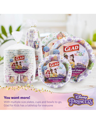 Platos de Papel Disney Princesas Glad 21.6 cm - 40 Unidades