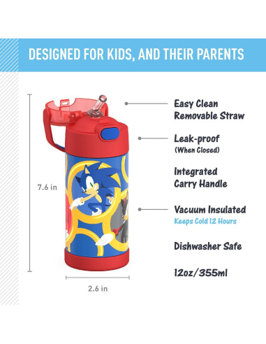 Botella de Agua THERMOS FUNTAINER 354 ml con Pajilla Sonic