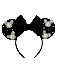 Diadema de Orejas de Ratón con Rhinestones y Perlas 10 cm
