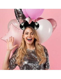 Diadema de Orejas de Ratón con Rhinestones y Perlas 10 cm 2