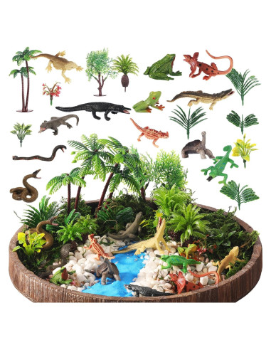 26 Figuras de Animales Anfibios y Reptiles Sratte - Juguetes Educativos