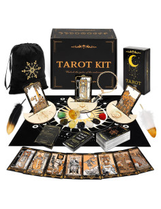 Set de Tarot SUGEYA 78 Cartas Negras con Guía y Accesorios
