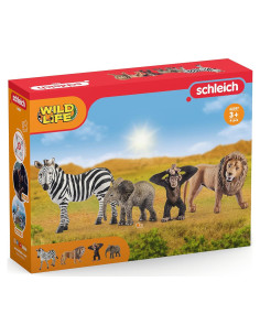 Set de 4 Figuras de Animales de Safari Schleich - Pantera, Mono, Jirafa, Hipopótamo