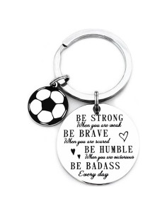 Llavero de Fútbol Inspirador de Acero Inoxidable para Niños