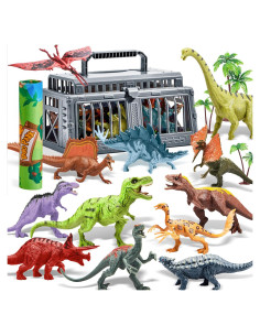 Juguetes de Dinosaurios Joyin 19 Piezas con Alfombra y Jaula
