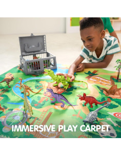 Juguetes de Dinosaurios Joyin 19 Piezas con Alfombra y Jaula 2