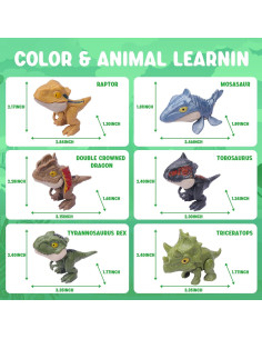 Paquete de 6 Figuras de Dinosaurios AUKSKY con Boca Movible 2