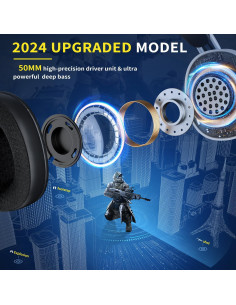 Auriculares Gaming Inalámbricos Bahuun G5000 Pro 40hrs Blanco 2