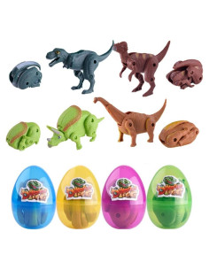 Paquete de 4 Huevos Jumbo de Dinosaurios QINGQIU para Niños