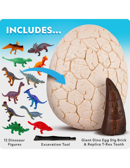 Kit Excavación Huevo Dinosaurio Jumbo National Geographic 12 Figuras