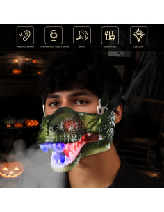 Máscara de Dinosaurio Johehe con Sonido y Luz para Niños 2