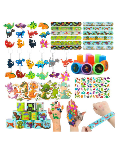 108 Piezas Fiesta Dinosaurios CHRIMISS Sellos Pulseras Tatuajes