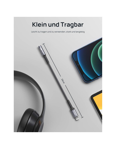 Adaptador JSAUX Lightning a 3.5mm para iPhone - Certificado MFi