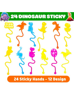 24 Manos Pegajosas de Dinosaurio Juguetes Antiestrés Niños 2