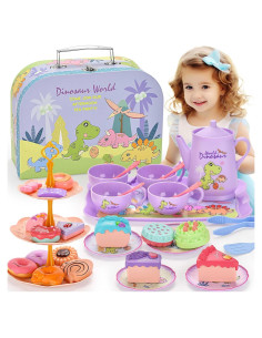 Juego de Té de Dinosaurios QUN HUI para Niñas 3-6 Años