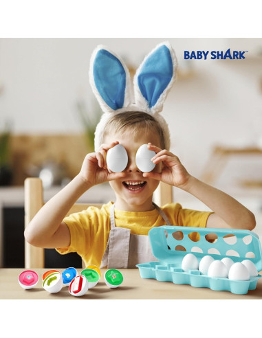 Juguete Montessori Baby Shark - 12 Huevos Coloridos para Niños