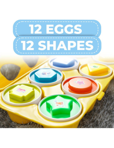 Juguete Montessori Baby Shark - 12 Huevos Coloridos para Niños