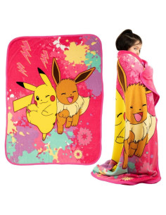 Manta Franco Pokémon Pikachu y Eevee 116x152 cm Suave