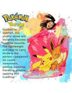 Manta Franco Pokémon Pikachu y Eevee 116x152 cm Suave 2