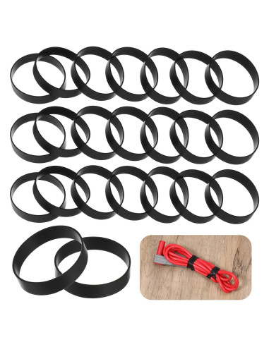 100 Bandas de Goma Negras de Silicona 25mm Reutilizables
