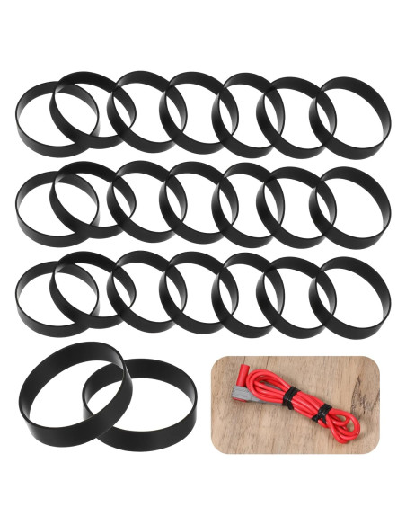 100 Bandas de Goma Negras de Silicona 25mm Reutilizables
