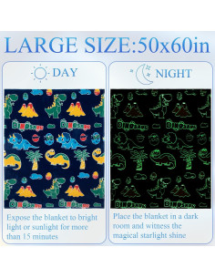 Manta Suave SALIMAH Dinosaurio Brilla en la Oscuridad 152x127cm 2