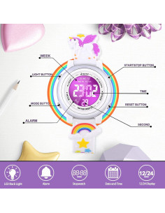 Reloj 3D Unicornio VAPCUFF para Niñas 3-12 Años Resistente Agua 2