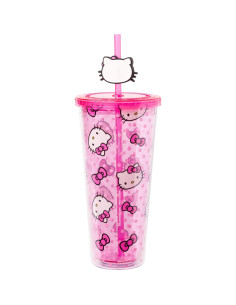 Taza Fría Silver Buffalo Hello Kitty 710 ml con Tapa y Popote 2