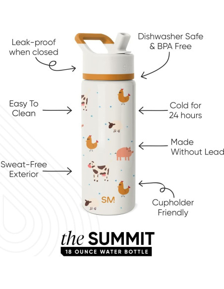 Botella de Agua Aislada Simple Modern Niños 532 ml Animales