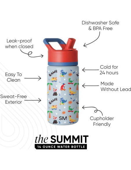 Botella de Agua Aislada Simple Modern 414ml Dino Rad