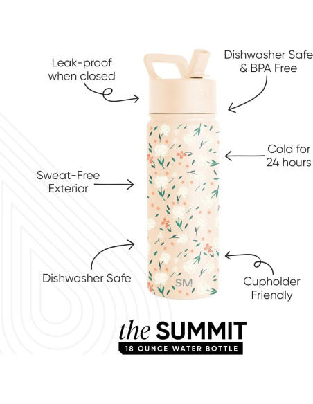 Botella de Agua Simple Modern 532ml Aislada Niños Floral