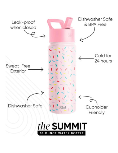 Botella de Agua Aislada Simple Modern 532ml Niños Confeti